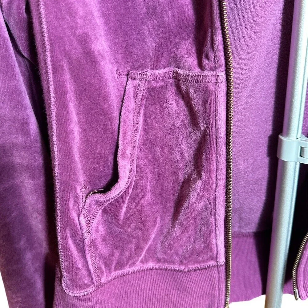 Nike Hoodie Jacket Womens Size M Purple Full Zip Velour vintage